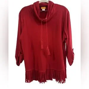 Ruby Rd. | Sweaters | Ruby Rd Womens Red Fringe Sweater | Poshmark